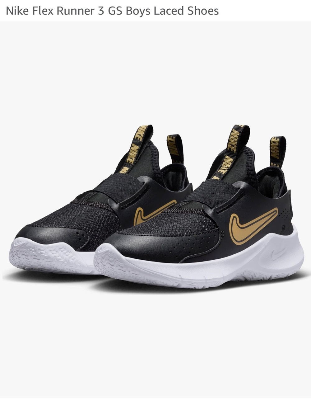 Nike Flex Runner 3 GS Metallic Gold Slip-On s1